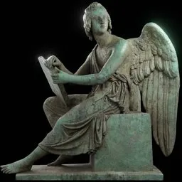 statue of Vs Angel with book