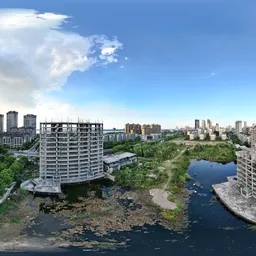 Highsky cloud old building lake