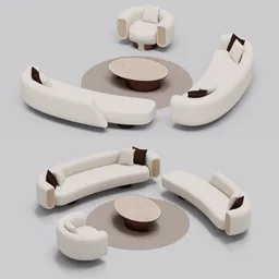 Curved Sofa & Armchair Set