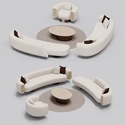 Curved Sofa & Armchair Set