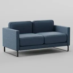Detailed 3D rendered two-seater couch with metal legs for Blender artwork.