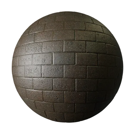 Wet Dark Brick Paving