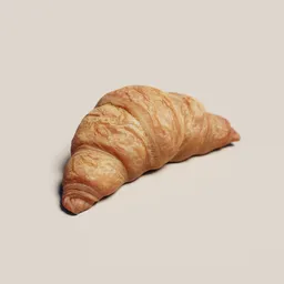 Detailed 3D croissant model for Blender with precise texturing suitable for close-up rendering.