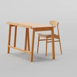 Wooden computer desk chair set