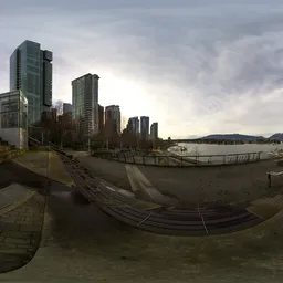 Downtown City Buildings Cloudy Day