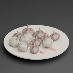 Garlic Bulbs on Plate