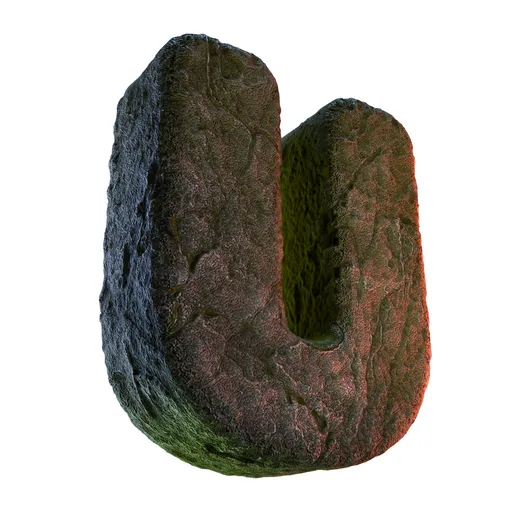 U Letter of Alphabet Stone Carved