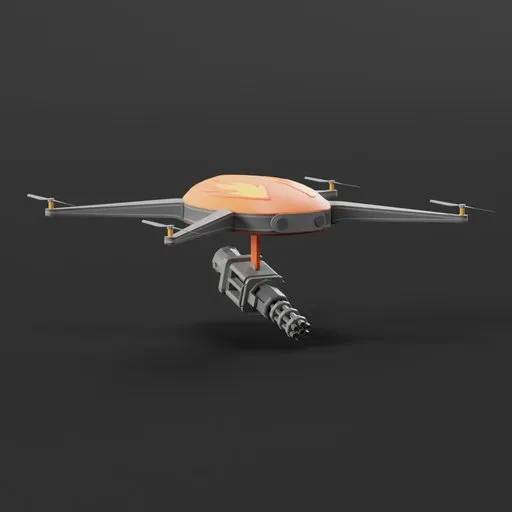 3D low-poly drone for Blender, optimized for mobile game development with stylized textures.