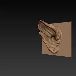 3D sculpting brush for detailed ear model creation in Blender, tailored for creature-design projects.