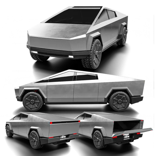 Detailed 3D model of futuristic electric pickup for Blender with interior representation, ideal for rendering.
