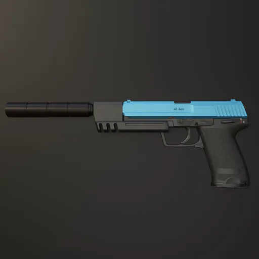 Detailed 3D rendering of a suppressed pistol compatible with Blender for firearm design visualization.