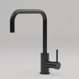 High-quality Blender 3D model of a black single lever kitchen mixer tap, perfect for realistic interior visualization.
