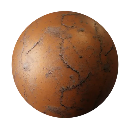Highly detailed corroded metal texture with red-orange rust, suitable for realistic PBR material rendering in 3D applications.