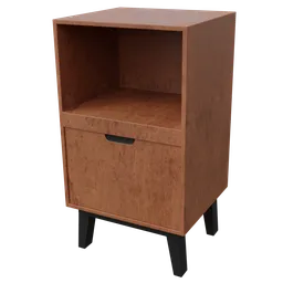 Modern Blender 3D model of a mid-century wooden stand with high-resolution textures suitable for virtual interiors.