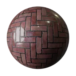 Reflective PBR Brown Herringbone Emeraland texture for 3D modeling and rendering, suitable for Blender and other 3D applications.
