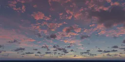 Vivid twilight sky with orange-pink clouds for HDR lighting in 3D scenes.