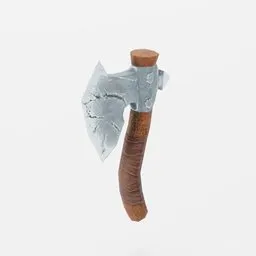 Intricately detailed fantasy axe 3D model with hand-painted design, suitable for Blender animations and games.