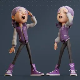 Stylized Girl Varsity Jacket Character