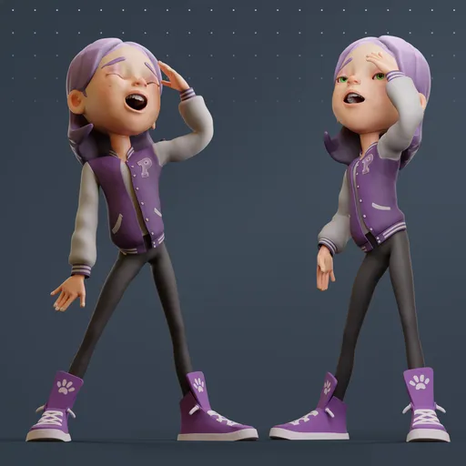 Stylized Girl Varsity Jacket Character