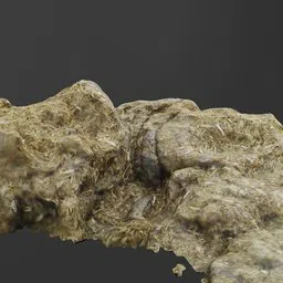 Detailed 3D scanned texture of a dry cow dung for Blender, ideal for realistic environmental renderings.