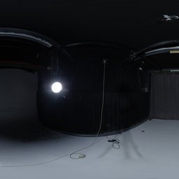 Interior garage studio HDRi for 3D scene lighting, with detailed shadows and highlights.