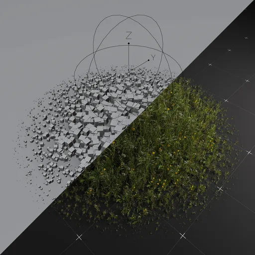 Proximity Grass Scatter (Geometry Nodes)