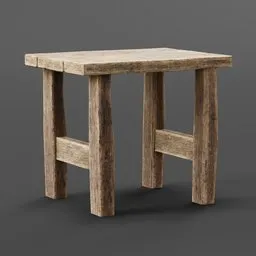 3D wooden bench model with textured surface, perfect for Blender medieval scene design.