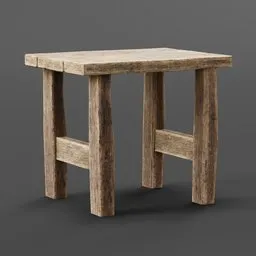 "Small wooden bench for decorating medieval scenes in Blender 3D. Realistic rendering with grainy texture and detailed scenery. Available on UE Marketplace and inspired by Weiwei's Swiss design."