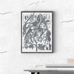 High-quality Blender 3D framed expressionist wolves art ready for Archviz use, public domain, commercial-friendly.