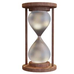 Realistic wooden hourglass 3D model with flowing sand, detailed textures, ideal for Blender renderings.