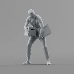 Lowpoly Male Carrying Boxes