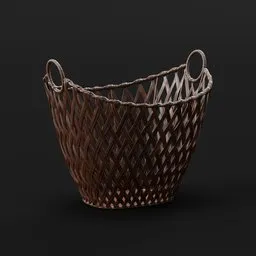 Dark Woven Basket with Handles