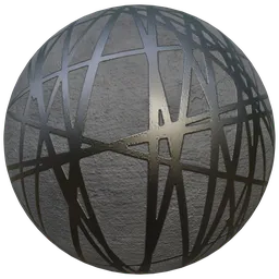 Concerete wall metal stripes