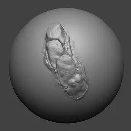 Sculpted reptilian scale pattern by NS Line Scales 01 brush on 3D model surface, used in Blender for detailed dragon textures.