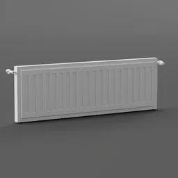 Detailed 3D model of a white wall-mounted radiator, perfect for Blender 3D household appliance renders.