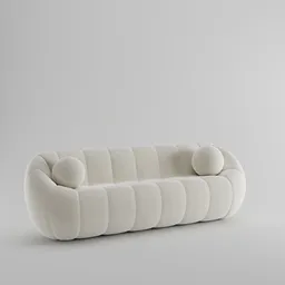 Minimalist 3-seat curvy sofa 3D model for Blender, ideal for modern interior design visualizations.