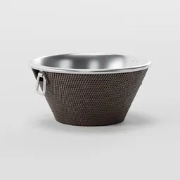 Woven Plastic Bowl with Metal Handles