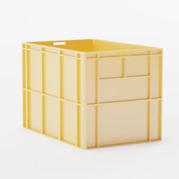 "Yellow plastic industrial container named Jumbo Box product box, model for Blender 3D. This cubic block design features dynamic layout, making it ideal for use in warehouses or trading depots. Rate and use this hard rubber chest for your next 3D project."