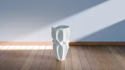 High-quality 3D rendering of a modern white geometric vase for Blender artists and interior designers.