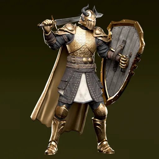 Fantasy Knight with weapons