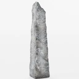 "Low-poly monolith 3D model for Blender 3D, with PBR textures. A standing stone, reminiscent of an obelisk or character concept, rendered in Lumion Pro. Perfect for environmental designs and game assets."