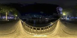 Seaside fence at night