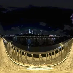 Seaside fence at night