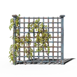 Detailed 3D trellis model with lush greenery, ideal for Blender 3D nature scenes.