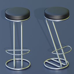 Detailed 3D rendering of a stylish leather bar stool with Z-shaped chrome frame, ideal for interior design in Blender.