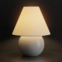 Realistic 3D-rendered white bedside lamp with warm illumination for Blender artists.