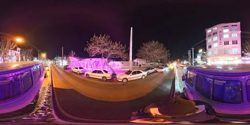 Urban Boulevard at Night Bus Traffic