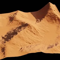 Realistic 3D desert mountain terrain, suitable for Blender rendering and visualization.