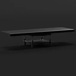 Sleek modern 3D-rendered TV stand with glass top and minimalistic design for Blender visualization.