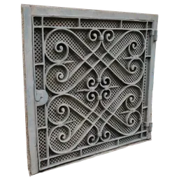 Detailed 3D scanned ornate vintage basement air vent model for Blender rendering and architecture.